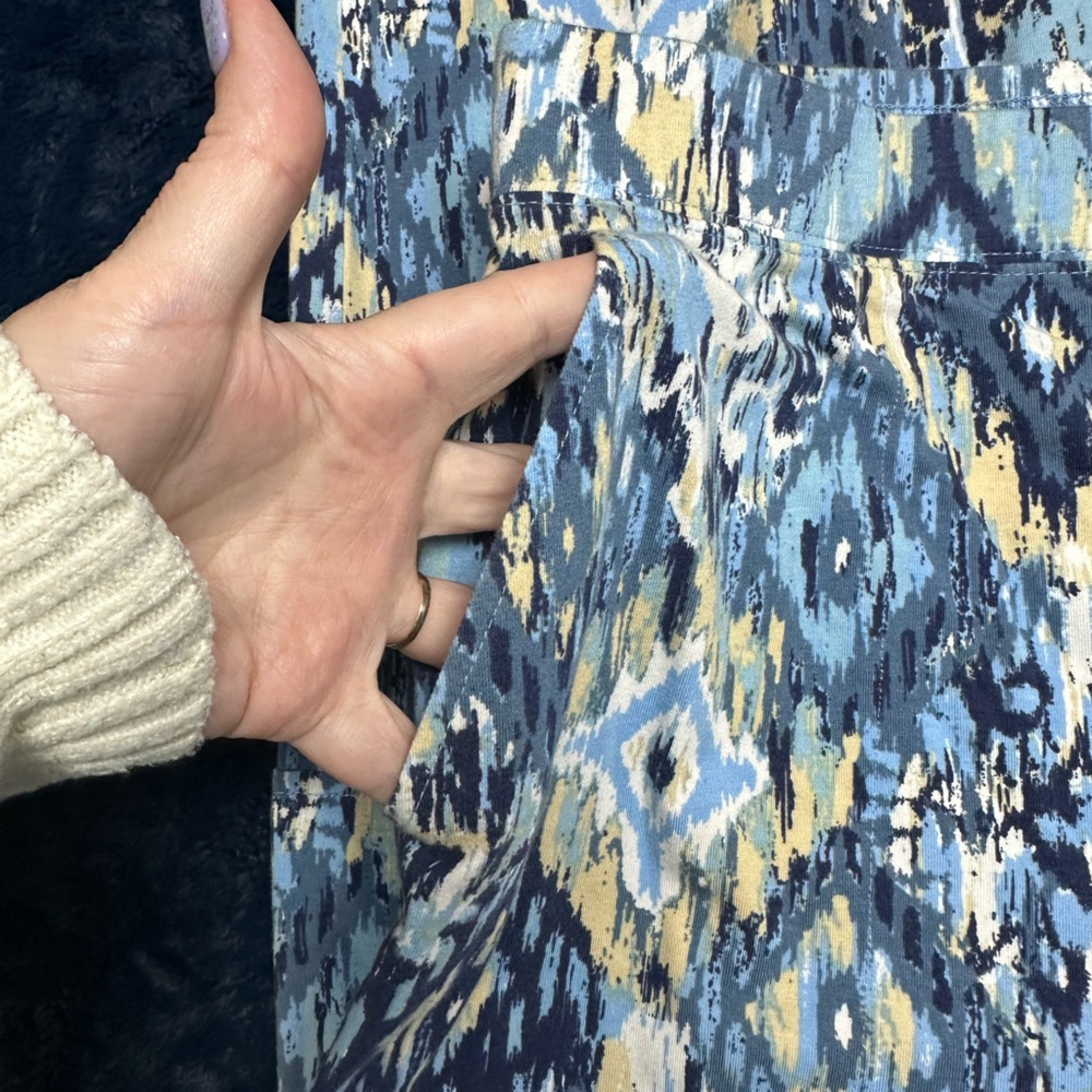 Denim&Co Blue, Navy & Cream Print Pants